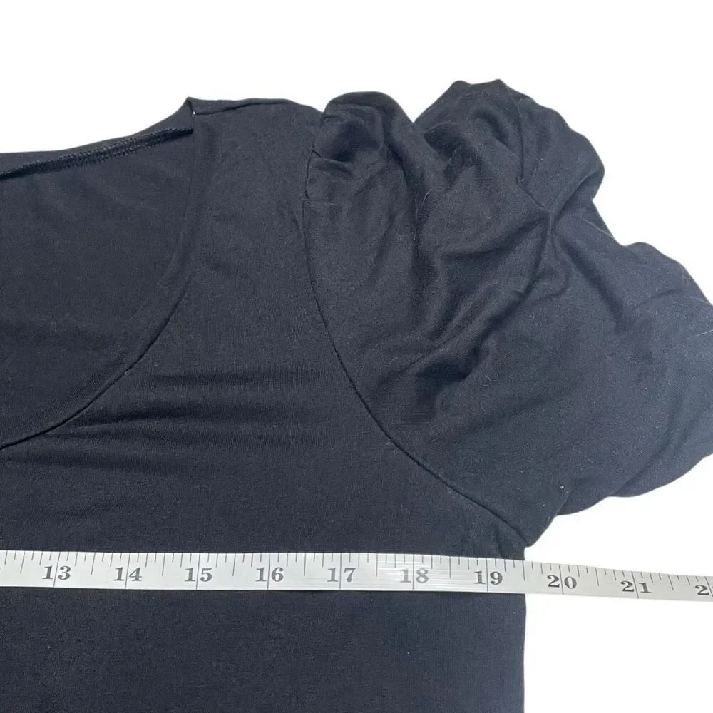 Old Navy Black Bubble Puff Sleeve Scoop Neck Top